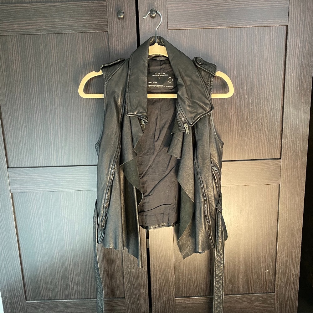 All Saints Spitalfields Leather Vest Manu Gilet